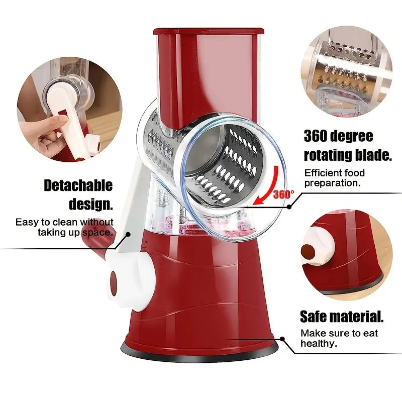 3 in 1 Rotary Cheese Grater Vegetable Slicer