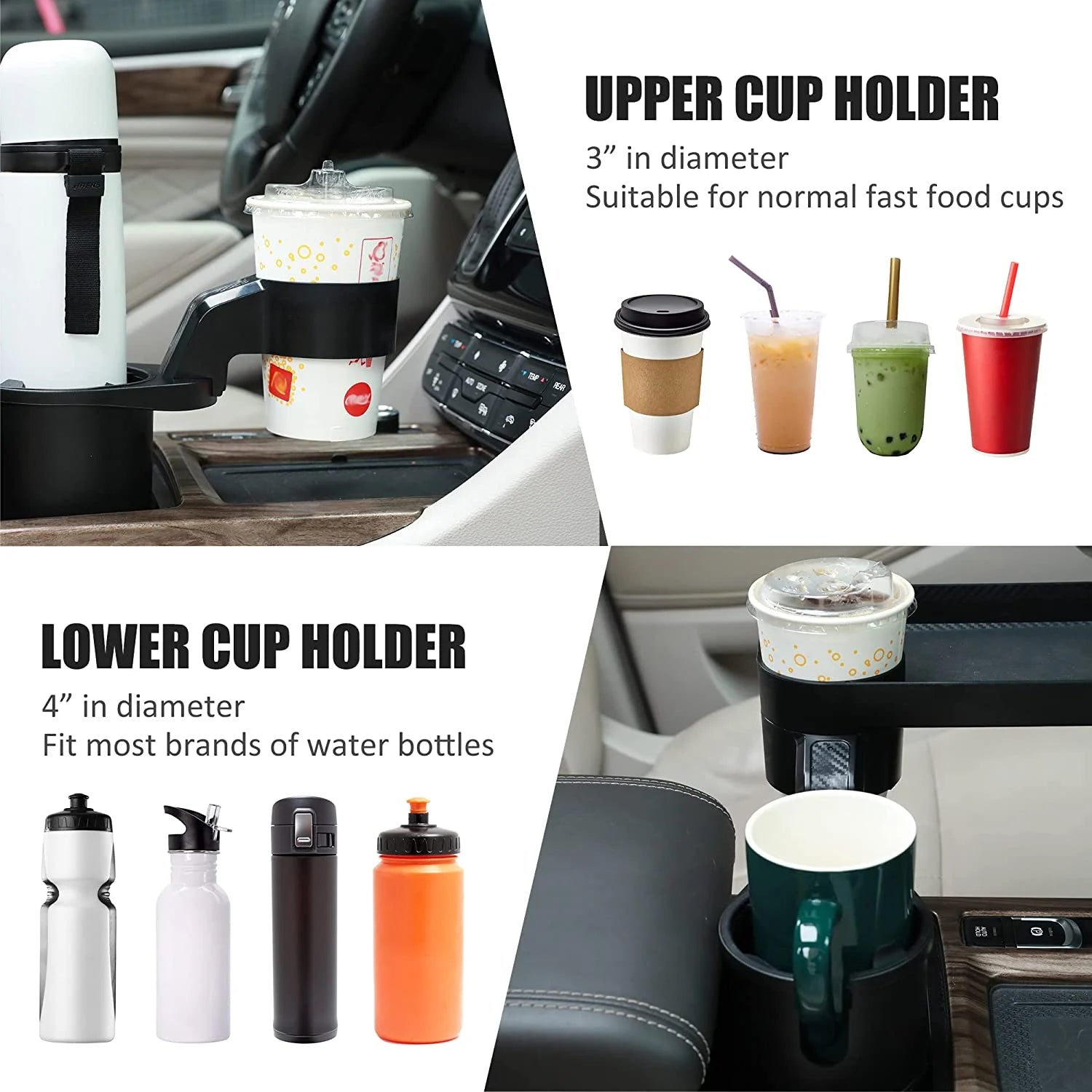 Car Cup Holder with Attachable Food Eating Tray